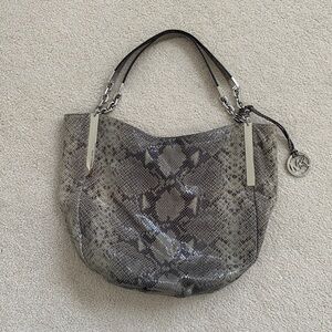 Michael Kors Gray Snake Print Hobo Shoulder Bag